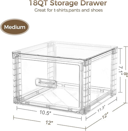 Vtopmart 9 Pack 18QT Clear Stackable Storage Drawers, Easily Assemble Closet - Image 2