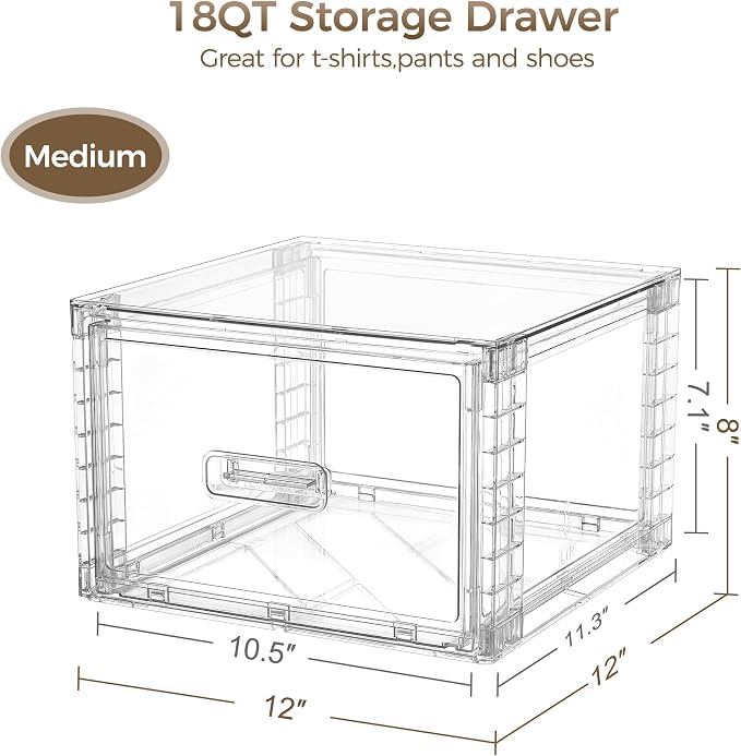 Vtopmart 6 Pack Clear Stackable Storage Bins, Easily Assemble Bathroom - Image 2
