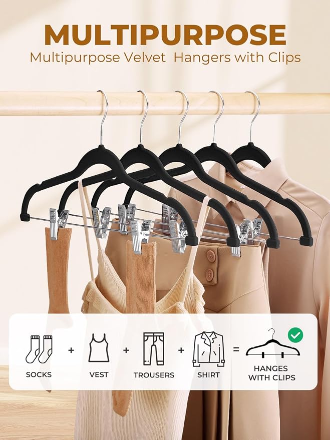 HOUSE DAY Velvet Skirt Hangers 72 Pack, Space Saving Slim Pant Hangers - Image 2