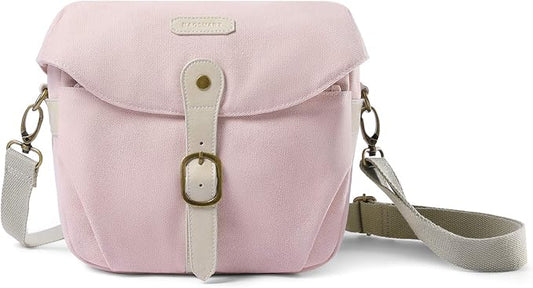 BAGSMART Camera Bag, SLR DSLR Canvas Crossbody Camera Case, Compact Camera Shoulder Bag with Rain Cover for Women and Men, Pink