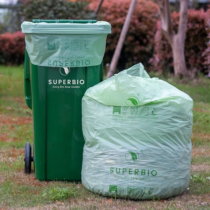 SUPERBIO 33 Gallon Compostable Yard Waste Bags, Lawn & Leaf Bags, Extra Thick - Image 6