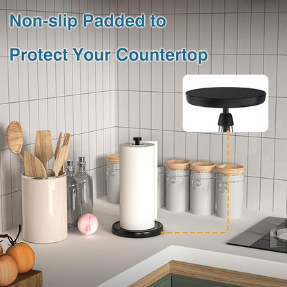 Paper Towel Holder Countertop, One-Handed Tear, Stainless Steel, Weighted Base - Image 4