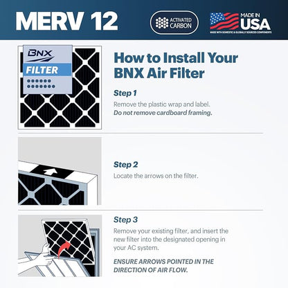 BNX TruFilter 16x25x1 MERV 12 Odor Defense AC Furnace Air Filter - Image 8