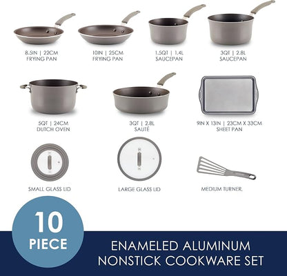Rachael Ray Cook + Create Nonstick Cookware/Pots and Pan Set, 10 Piece - Image 2