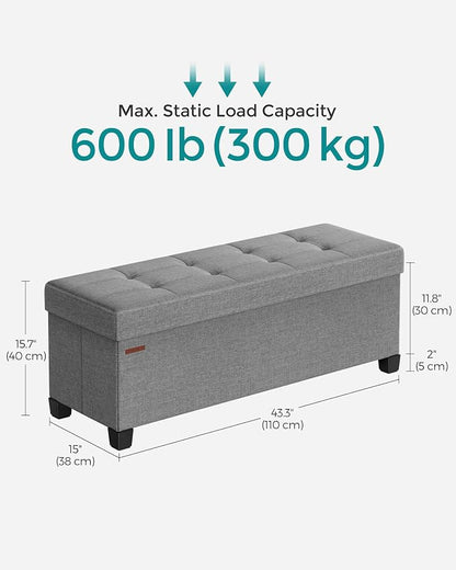 SONGMICS Storage Ottoman Bench, Foldable Foot Rest - Image 2