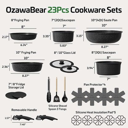 23 Pcs Pots and Pans Set Non Stick, Ceramic Cookware Set Non Toxic - Image 2