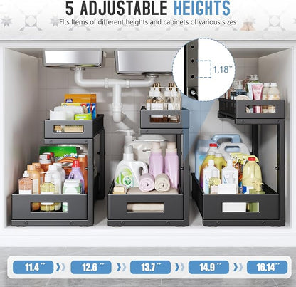 1 Pack 19IN Depth Under Sink Storage Organizer, Large 2-Tier Elegant Mesh Pull - Image 4