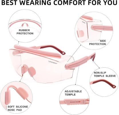 UKNOW Safety Goggles Over Glasses, Safety Glasses Anti Fog Wraparound Eye - Image 5