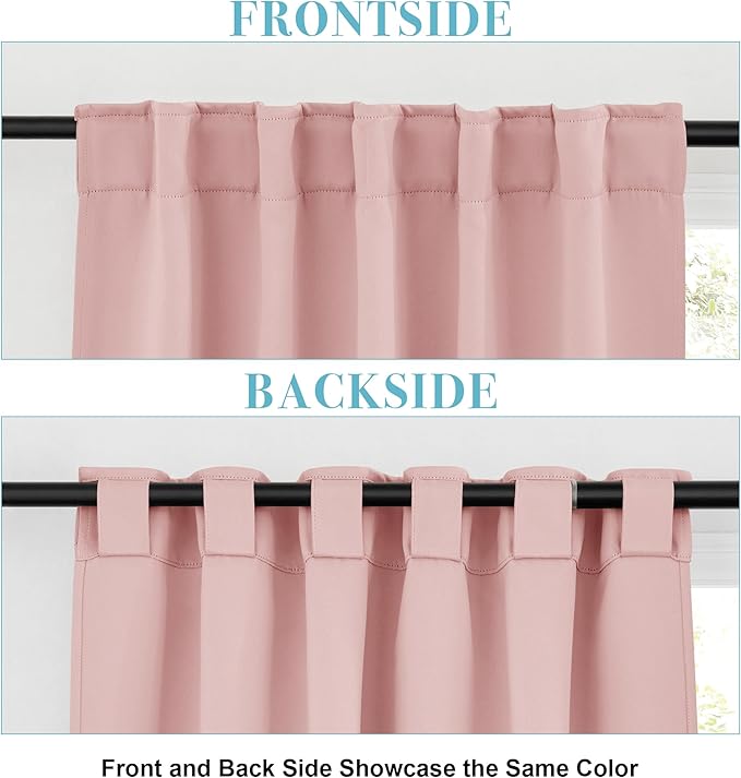 RYB HOME Pink Blackout Curtains for Girls Bedroom - Thermal Insulated Curtains and Drapes Privacy Shades for Living Room Farmhouse Closet, W42 x L72 inch, 2 Panels