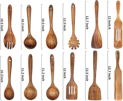 Wooden Spoons for Cooking, 12 Pack Wooden Utensils for Cooking Wooden Cooking - Image 3