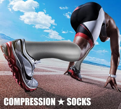 CHARMKING Compression Socks for Women & Men Circulation (3 Pairs) 15-20 mmHg is Best Support for Athletic Running Cycling