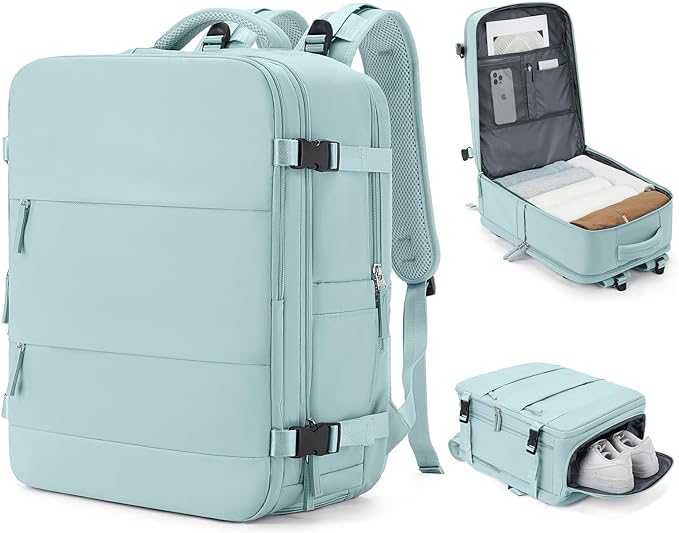 coowoz Large Travel Backpack Carry On for Women Man Gym Backpacks with Laptop Compartment Mochila de Viaje Teacher Personal Item Backpack Rucksack Airplane Accessories Must Haves Blue