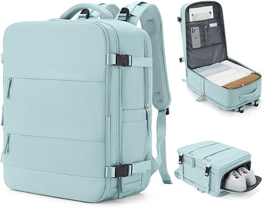 coowoz Large Travel Backpack Carry On for Women Man Gym Backpacks with Laptop Compartment Mochila de Viaje Teacher Personal Item Backpack Rucksack Airplane Accessories Must Haves Blue