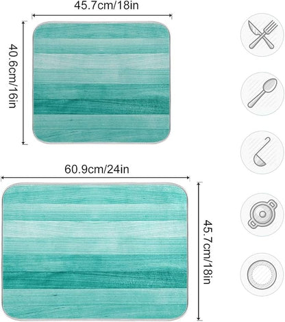 Teal Turquoise Green Wood Texture Dish Drying Mat 18x24 - Image 3