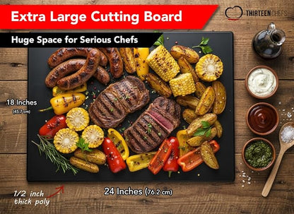 Thirteen Chefs Extra Large 24 x 18 Black Cutting Board - Image 2