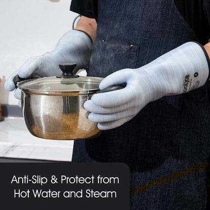 COOLJOB Heat Resistant Oven Gloves, Waterproof Liquid Silicone BBQ Grilling - Image 5