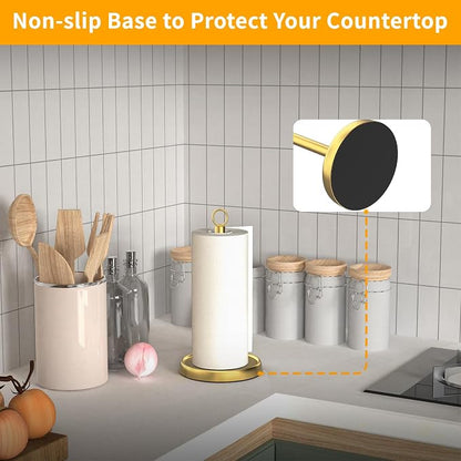 Gold Paper Towel Holder Countertop, Stainless Steel, Weighted Base, Paper Towel - Image 5