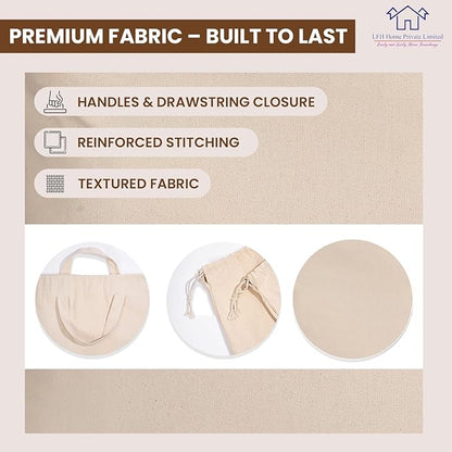 LFH Home Large Premium 100% Cotton Canvas Laundry Bag with Drawstring and Handles Heavy Duty, Multi-Use, and Washable for Home, Travel, College or Storage 28x40 (Pack of 2)-Natural