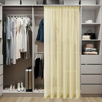 Tollpiz Sheer Door Curtains Closet Linen Textured Curtain Sheers Doorway Light - Image 3