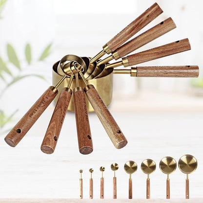 Collection 8 Piece Gold Measuring Cups Set and Measuring Spoons - Image 4