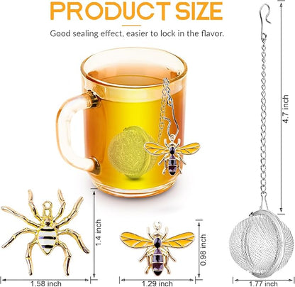 Tea Infuser 2 pcs TeaSanavie Tea Strainer Handmade Honey Bee & Spider Loose - Image 3
