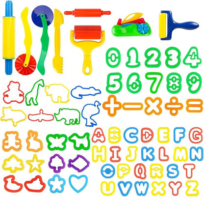 Letter Molds Tools Set for Kids 69Pcs Accessories, Rollers and Cutters by Pecopcock