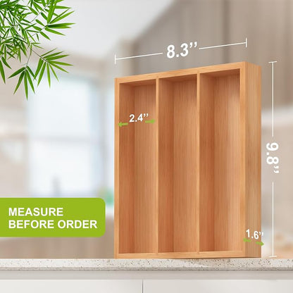 Bamboo Utensil Drawer Organizer, Kitchen Drawer Organizer - Image 3