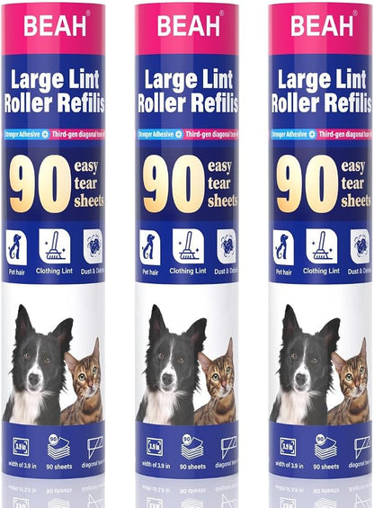 9.45 Inch Extra Sticky Lint Roller Refills 3 Pack –Compatible by BEAH