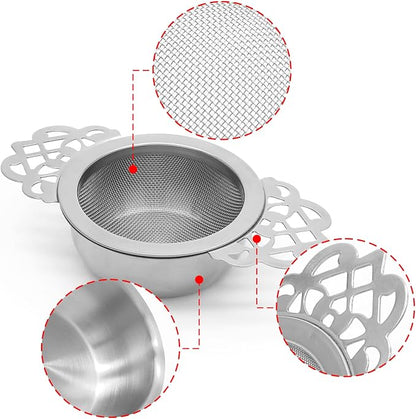Bonsicoky 2 Pack Tea Strainer Bowl, Stainless Steel Loose Leaf Tea Filter - Image 3