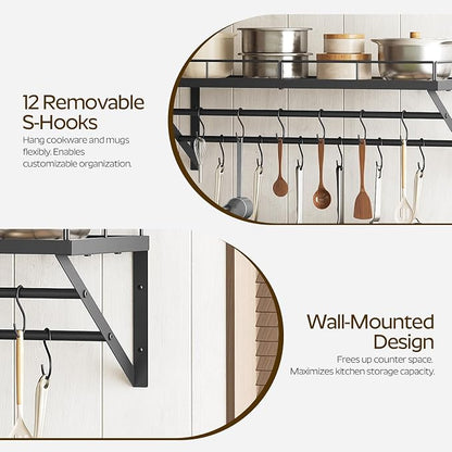 YATINEY Pot Rack, 30 Inch Wall Mounted Pot Rack, Kitchen Pot and Pan Organizer - Image 4