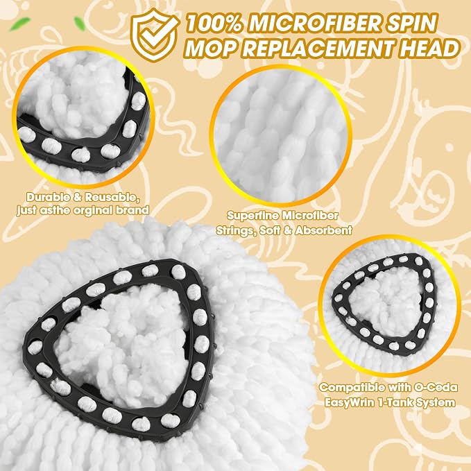 6 Pack Spin Mop Replacement Heads, Microfiber Spin Mop Refills - Image 3