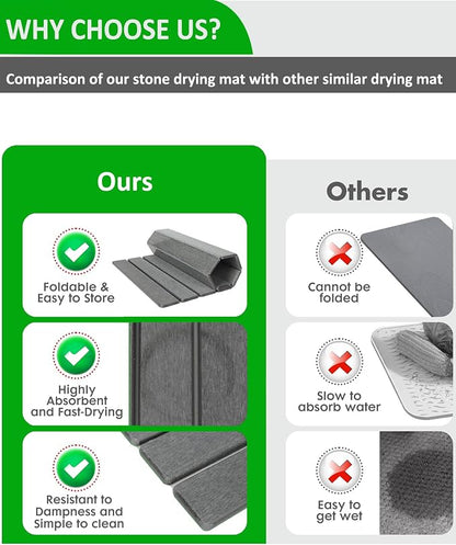 Large Stone Dish Drying Mat for Kitchen Counter, 24x16 Inches Foldable - Image 5