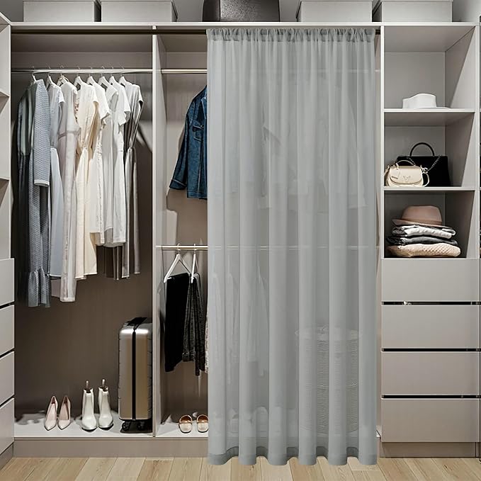 Tollpiz Sheer Curtains Closet Linen Textured Curtain Sheers Doorway Light - Image 3