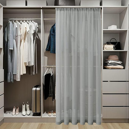 Tollpiz Sheer Door Curtains Closet Linen Textured Curtains Sheer Doorway Light - Image 3