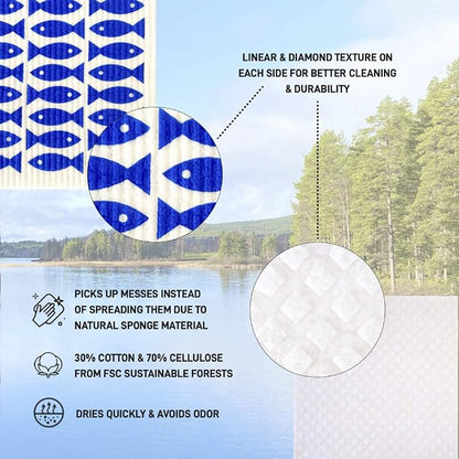 Nordhus Design Swedish Dishcloths, 5 Fish Cloths, Made in Sweden - Image 6