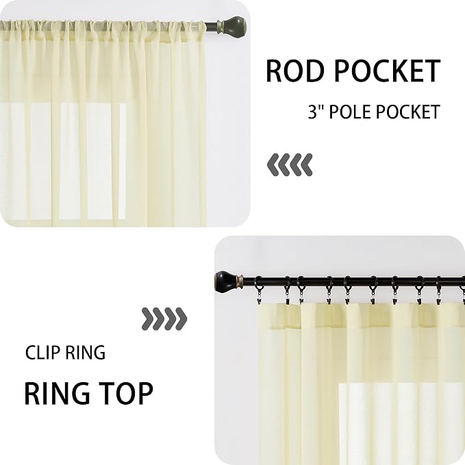 Tollpiz Sheer Door Curtains Closet Linen Textured Curtains Sheer Doorway Light - Image 5