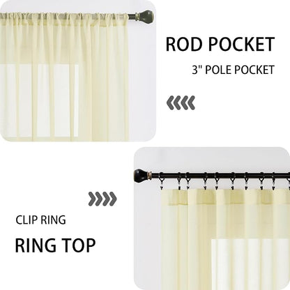 Tollpiz Sheer Door Curtains Closet Linen Textured Curtains Sheer Doorway Light - Image 5