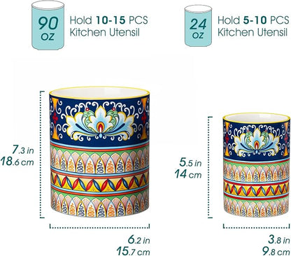 vancasso SIMI Utensil Holder, 7.3"+5.5" Porcelain Kitchen Utensil Holder - Image 2