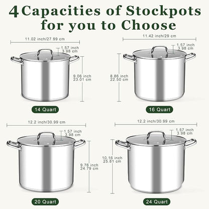 Leonyo 20QT Stock Pot, 18/10 Stainless Steel Soup Pot - Image 9