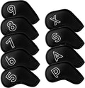Montela Golf Iron Covers,Golf Iron Head Covers Leather Golf Iron Covers Set 9pcs Golf Iron Headcovers,Golf Club Head Covers for Iron Club Fit All Brands Titleist,Callaway,Taylormade