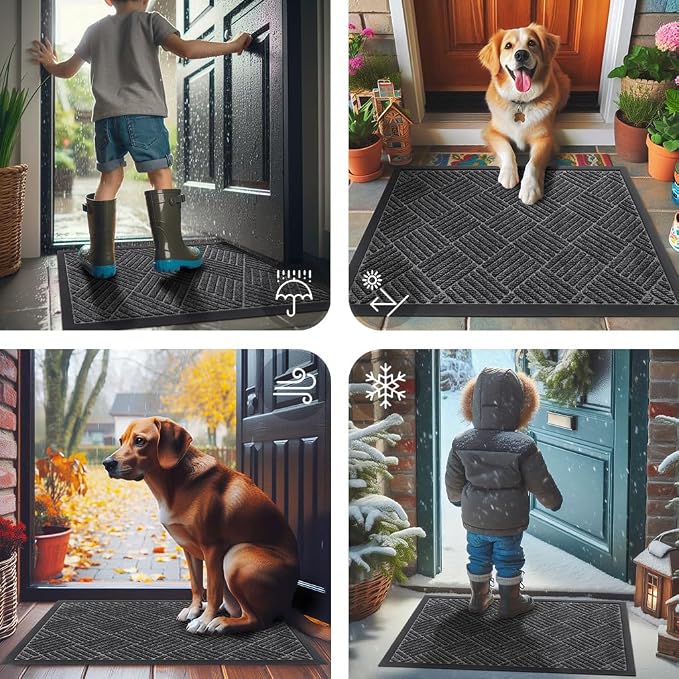 Smiry Front Door Mat Outside Entrance, Heavy Duty Outdoor Indoor Mat, Natural - Image 7