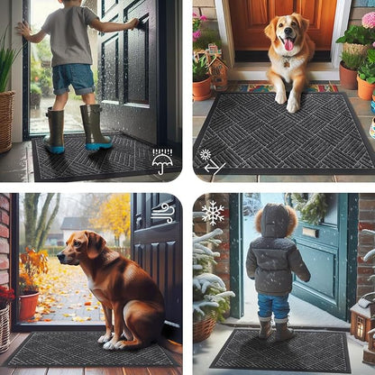 Smiry Front Door Mat Outside Entrance, Heavy Duty Outdoor Indoor Natural Rubber - Image 7