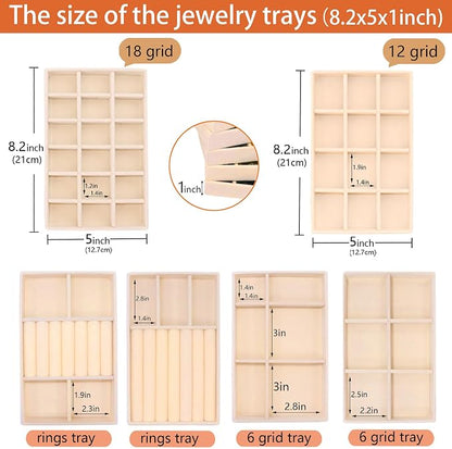 Jewelry Organizer Drawer 8 Set Jewelry Boxes Velvet Jewelry Drawer Organizer - Image 5