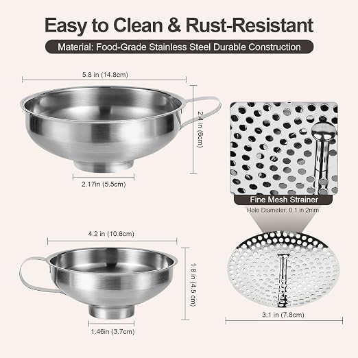 Canning Funnel with Strainer, Wide Mouth Canning Funnels - Image 3