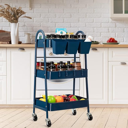 danpinera 3-Tier Rolling Cart, Metal Rolling Storage Cart - Image 6
