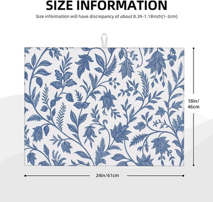 Blue Floral Print Dish Drying Mats - Image 3
