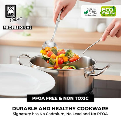 BRA COOKWARE Profesional 18/10 Stainless Steel Stock Pot w/Glass Lid | 9.5 Inch - Image 7