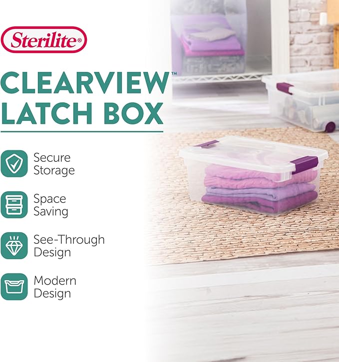 Sterilite 24-Pack ClearView Latch Box, Stackable Storage Organizer Bins - Image 2