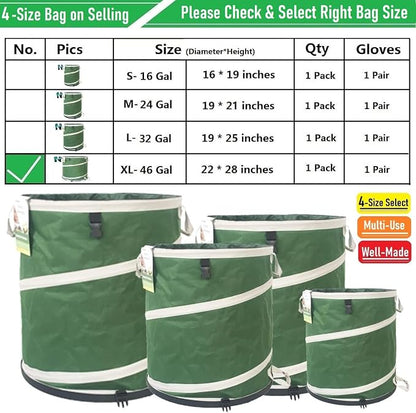 46-Gallon Collapsible Trash Can Hard-Shell Bottom Yard Garden Bag - Image 9