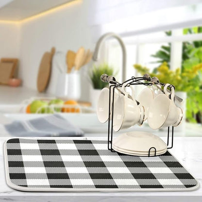 White and Black Buffalo Plaid Dish Drying Mat 18x24 - Image 5